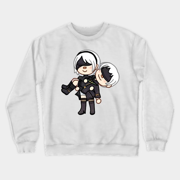 Chibi 2B And 9S Crewneck Sweatshirt by Rose Rivers